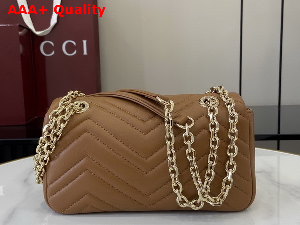 Gucci GG Marmont Small Shoulder Bag in Brown Leather 837280 Replica