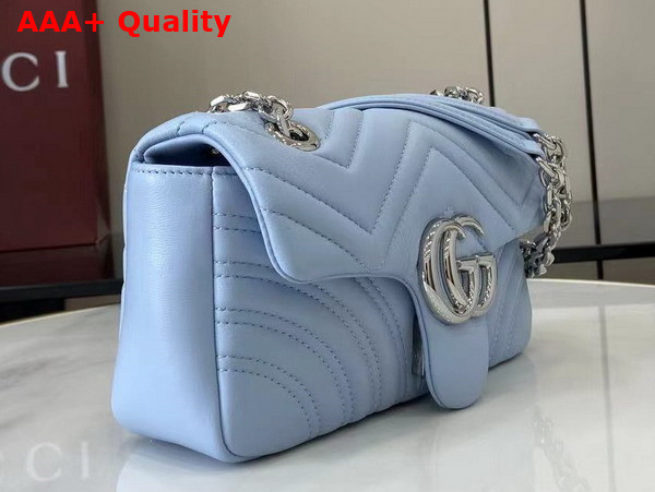 Gucci GG Marmont Small Shoulder Bag in Light Blue Leather 837280 Replica