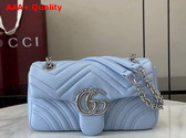 Gucci GG Marmont Small Shoulder Bag in Light Blue Leather 837280 Replica