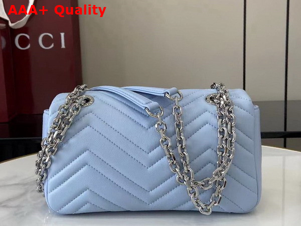 Gucci GG Marmont Small Shoulder Bag in Light Blue Leather 837280 Replica