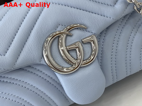 Gucci GG Marmont Small Shoulder Bag in Light Blue Leather 837280 Replica