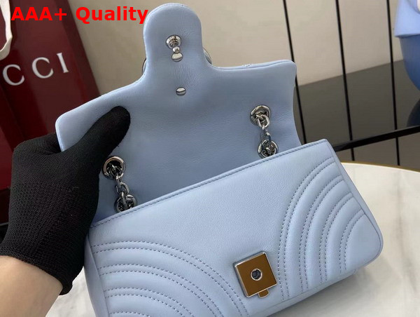 Gucci GG Marmont Small Shoulder Bag in Light Blue Leather 837280 Replica