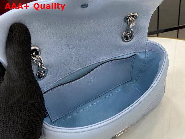 Gucci GG Marmont Small Shoulder Bag in Light Blue Leather 837280 Replica