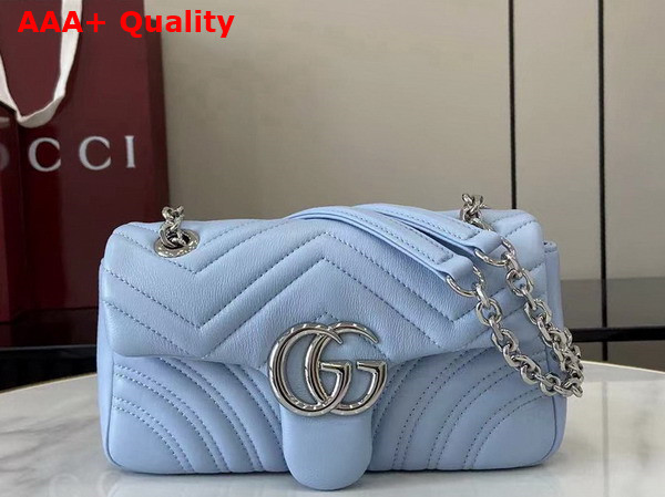 Gucci GG Marmont Small Shoulder Bag in Light Blue Leather 837280 Replica