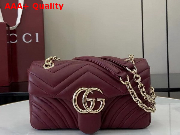 Gucci GG Marmont Small Shoulder Bag in Rosso Ancora Red Leather 837280 Replica