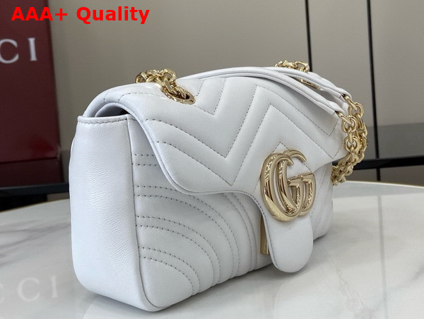 Gucci GG Marmont Small Shoulder Bag in White Leather 837280 Replica
