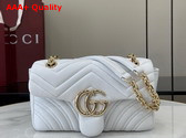 Gucci GG Marmont Small Shoulder Bag in White Leather 837280 Replica