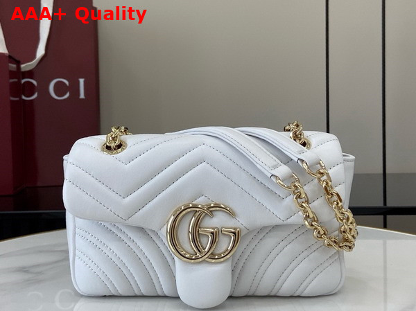 Gucci GG Marmont Small Shoulder Bag in White Leather 837280 Replica
