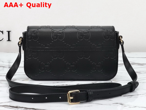 Gucci GG Super Mini Shoulder Bag in Black GG Leather 772794 Replica