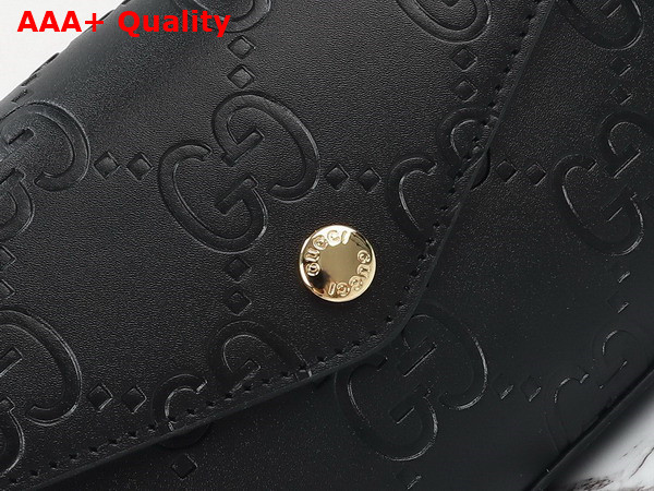 Gucci GG Super Mini Shoulder Bag in Black GG Leather 772794 Replica