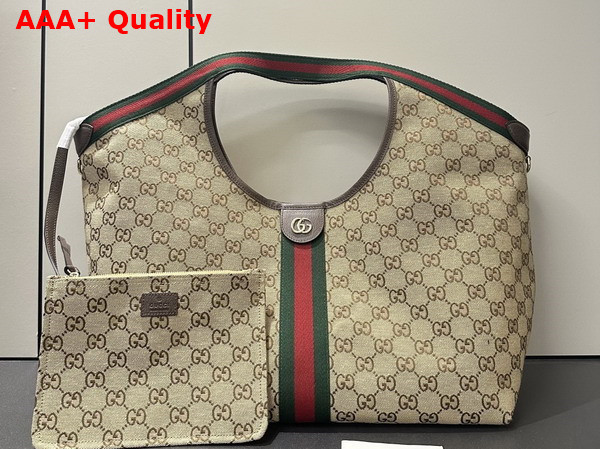 Gucci Giglio Large Tote Bag in Beige and Dark Brown GG Canvas 853971 Replica
