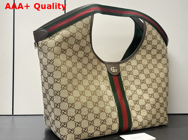 Gucci Giglio Large Tote Bag in Beige and Dark Brown GG Canvas 853971 Replica