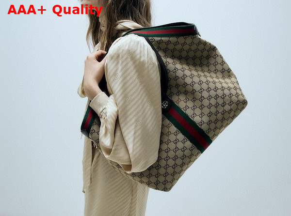 Gucci Giglio Large Tote Bag in Beige and Dark Brown GG Canvas 853971 Replica
