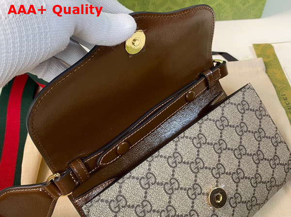 Gucci Horsebit 1955 Mini Bag in Beige and ebony GG Supreme Canvas 724713 Replica