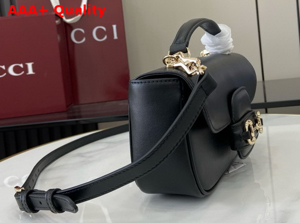 Gucci Horsebit 1955 Soft Small Top Handle Bag in Black Leather 815206 Replica