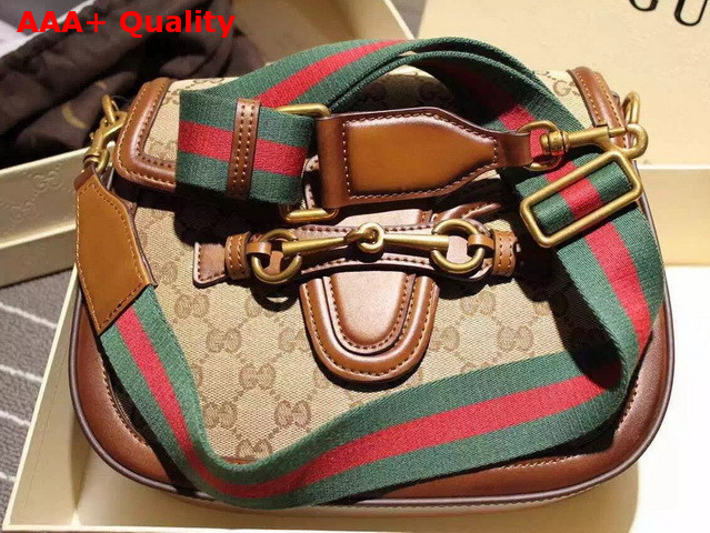 Gucci Lady Web Original GG Canvas Shoulder Bag with Brown Hand Stained Leather Replica