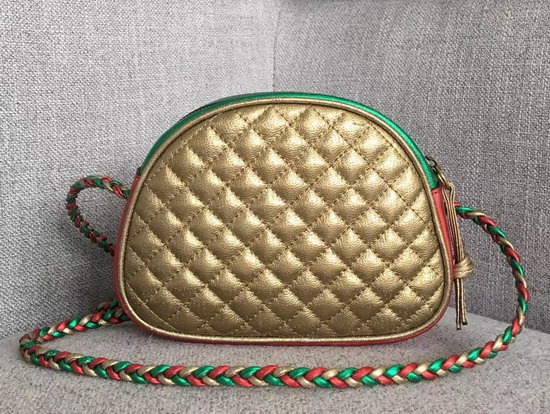 Gucci Laminated Leather Mini Bag Red and Green Matelasse Laminated Leather