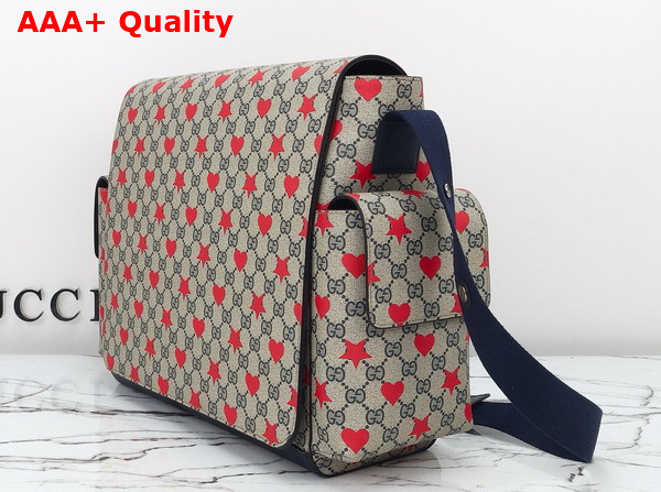 Gucci Large Changing Bag in Beige and Blue GG Supreme Canvas Allover Stars and Hearts Print 811491 Replica