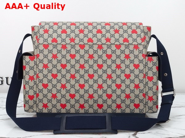 Gucci Large Changing Bag in Beige and Blue GG Supreme Canvas Allover Stars and Hearts Print 811491 Replica