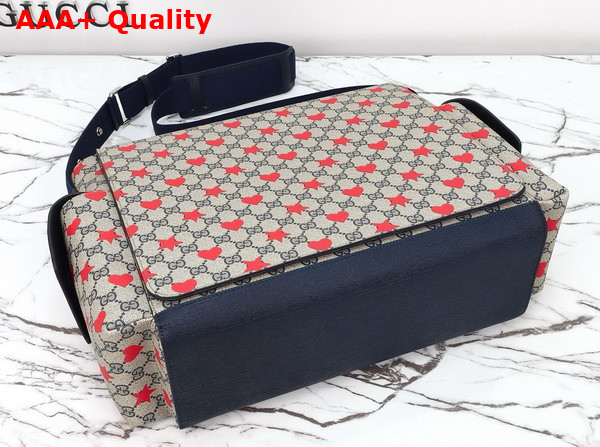 Gucci Large Changing Bag in Beige and Blue GG Supreme Canvas Allover Stars and Hearts Print 811491 Replica