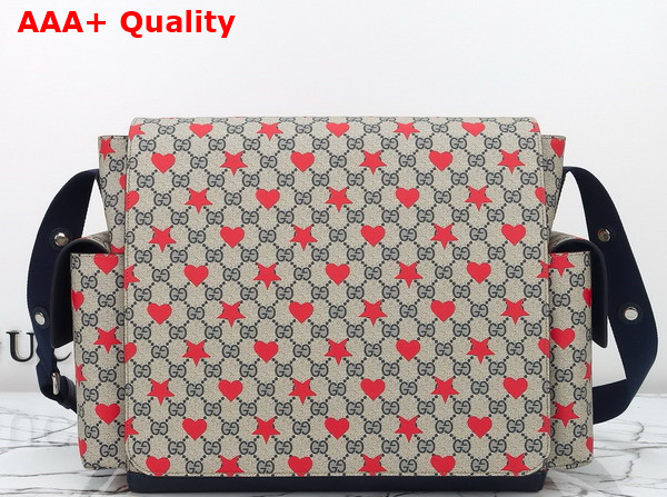 Gucci Large Changing Bag in Beige and Blue GG Supreme Canvas Allover Stars and Hearts Print 811491 Replica