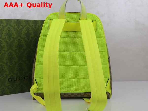 Gucci Medium Backpack with Print Beige and Dark Brown GG Monogram Coated Fabric Acid Green Leather Trim 834466 Replica