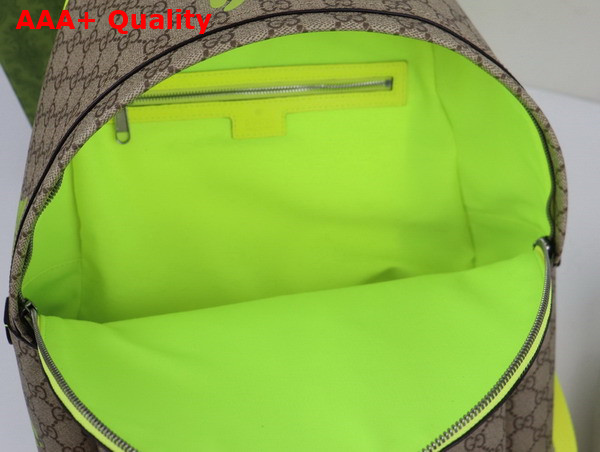 Gucci Medium Backpack with Print Beige and Dark Brown GG Monogram Coated Fabric Acid Green Leather Trim 834466 Replica