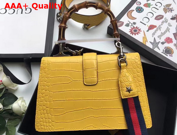 Gucci Medium Dionysus Croc Print Leather Top Handle Bag in Yellow Replica