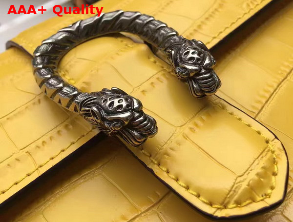 Gucci Medium Dionysus Croc Print Leather Top Handle Bag in Yellow Replica