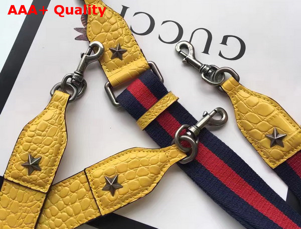 Gucci Medium Dionysus Croc Print Leather Top Handle Bag in Yellow Replica