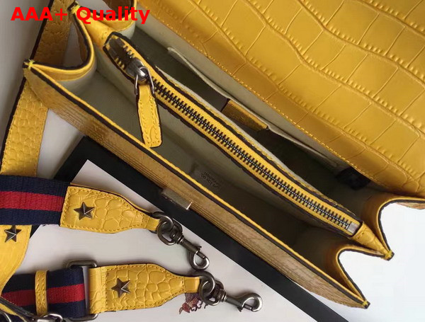 Gucci Medium Dionysus Croc Print Leather Top Handle Bag in Yellow Replica