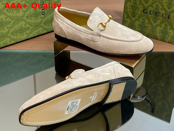 Gucci Mens Gucci Jordaan Loafer in Light Grey Suede 406994 Replica