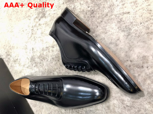 Gucci Mens Lace Up Shoes in Black Brushed Calfskin Replica