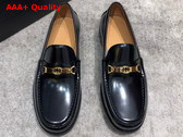Gucci Mens Loafer with Interlocking G in Black Brushed Leather Replica