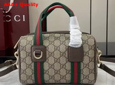 Gucci Mini GG Duffle Bag in Beige and Dark Brown Soft GG Monogram Coated Fabric 859975 Replica