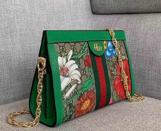 Gucci Online Exclusive Ophidia GG Flora Small Shoulder Bag Green and GG Supreme Flora 503877