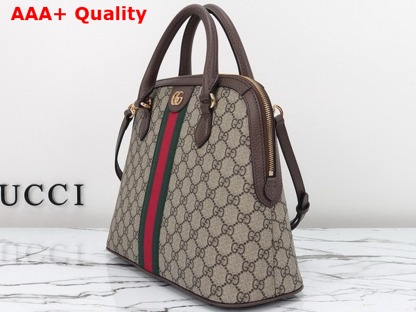 Gucci Ophidia Medium Top Handle Bag in Beige and Ebony GG Supreme Canvas 795258 Replica