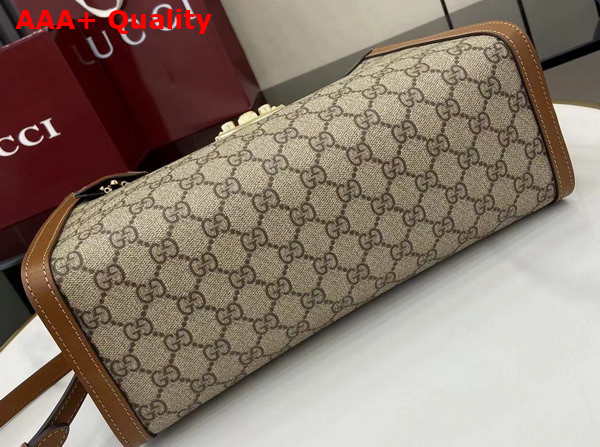 Gucci Padlock Large Top Handle Bag in Beige and Dark Brown GG Monogram Coated Fabric 838991 Replica