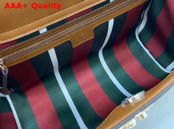 Gucci Padlock Large Top Handle Bag in Beige and Dark Brown GG Monogram Coated Fabric 838991 Replica