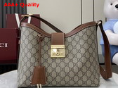 Gucci Padlock Medium Shoulder Bag in Beige and Ebony GG Supreme Canvas 839021 Replica