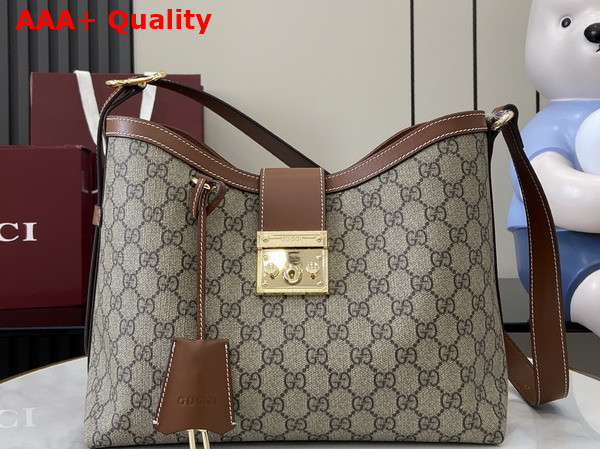 Gucci Padlock Medium Shoulder Bag in Beige and Ebony GG Supreme Canvas 839021 Replica