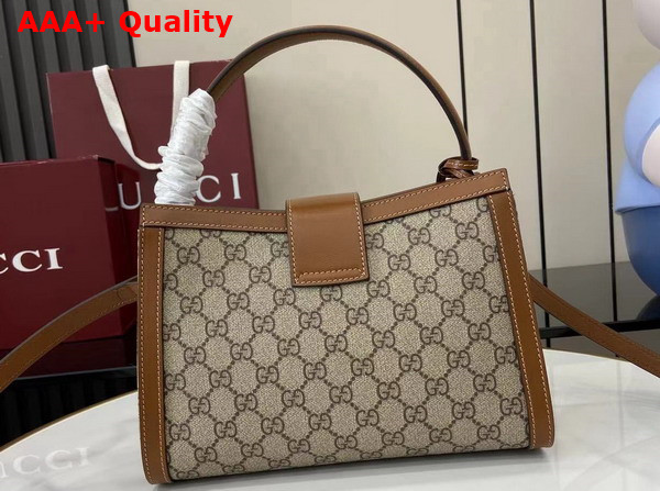 Gucci Padlock Medium Top Handle Bag in Beige and Dark Brown GG Monogram Coated Fabric 838992 Replica