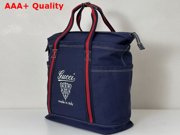 Gucci Printed Canvas Large Tote Bag in Dark Blue Canvas 816863 Replica