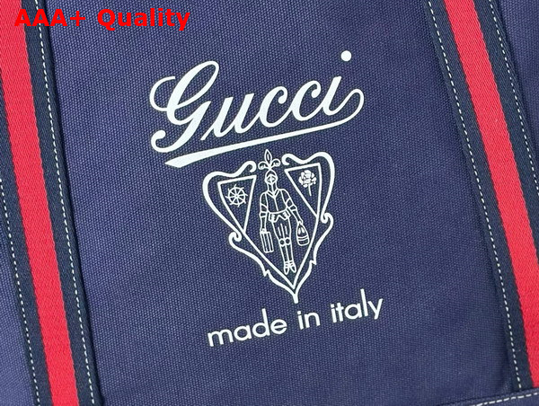 Gucci Printed Canvas Large Tote Bag in Dark Blue Canvas 816863 Replica