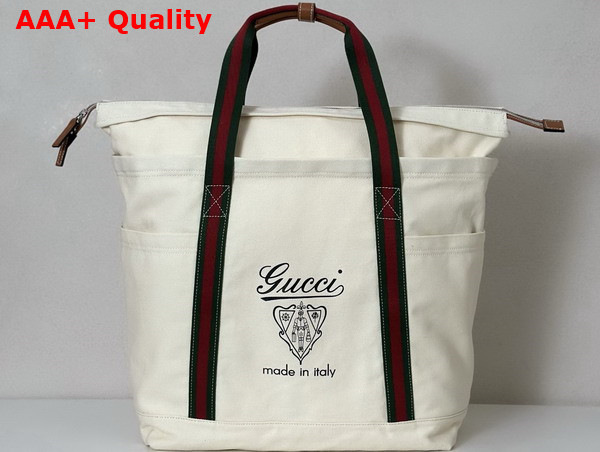 Gucci Printed Canvas Large Tote Bag in Off White Canvas 816863 Replica