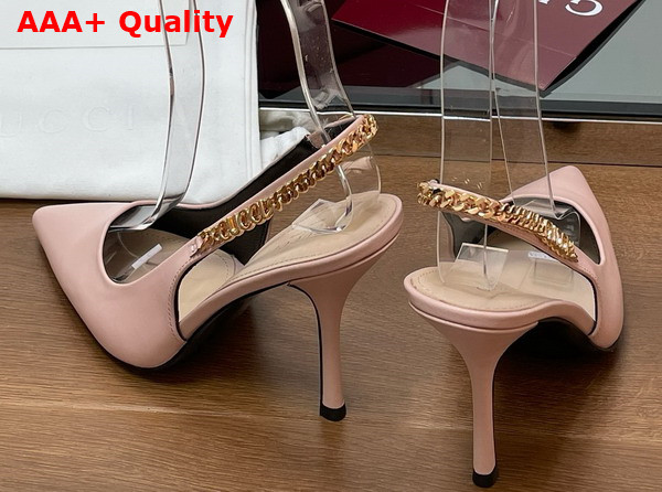 Gucci Signoria Slingback Pump in Light Pink Leather 813001 Replica