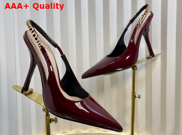 Gucci Signoria Slingback Pump in Rosso Ancora Red Patent Leather 783821 Replica