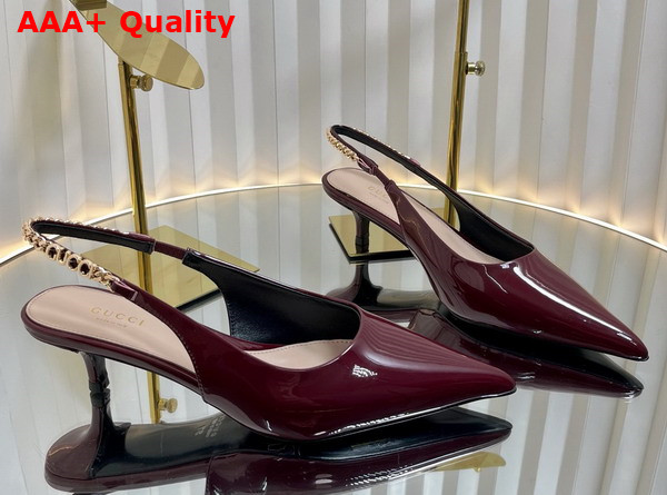 Gucci Signoria Slingback Pump in Rosso Ancora Red Patent Leather 783821 Replica