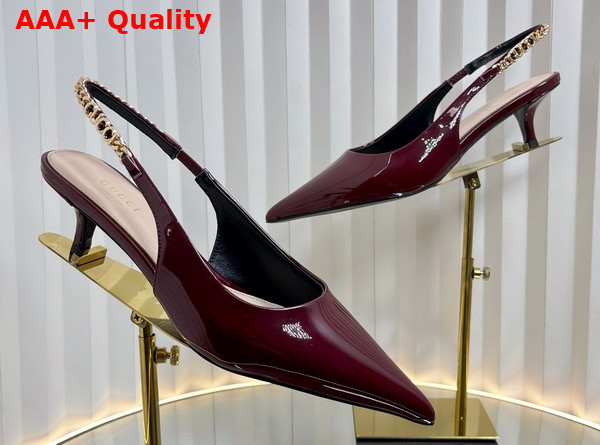 Gucci Signoria Slingback Pump in Rosso Ancora Red Patent Leather 783821 Replica