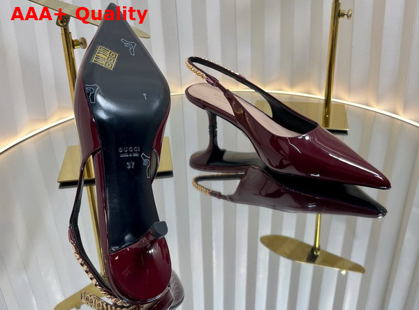Gucci Signoria Slingback Pump in Rosso Ancora Red Patent Leather 783821 Replica